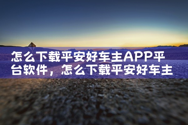 怎么下载平安好车主APP平台软件